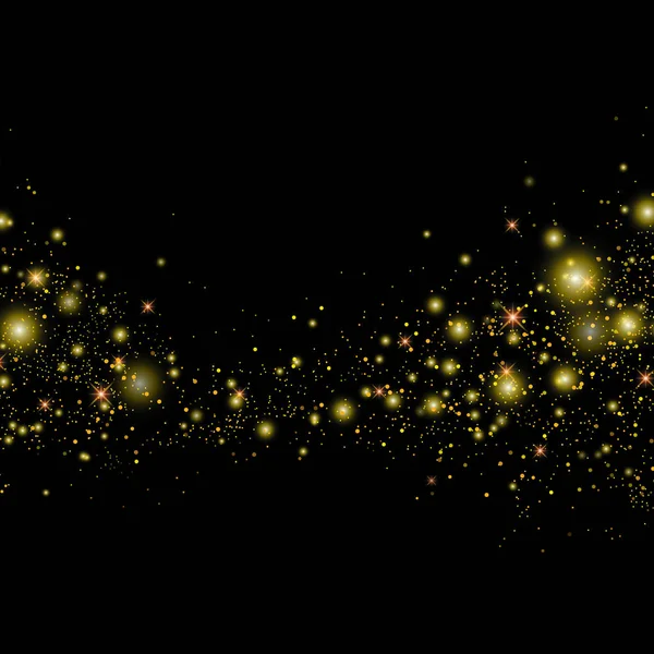 ベクトル ゴールド キラキラ粒子背景のグリーティング カードの効果 — ストックベクタ