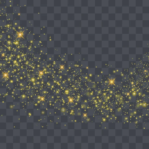 Χρυσά glitter σωματίδια διάνυσμα φόντο επίδραση για ευχετήρια κάρτα — Διανυσματικό Αρχείο