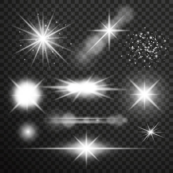 Transparent glow light effect. Star burst with sparkles.lens fla