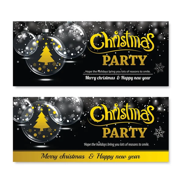 Meghívás boldog karácsonyt köszöntő banner és kártya design — Stock Vector