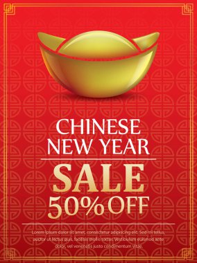 Çin yeni yılı satış fişi tasarım şablonu