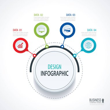 Soyut daire infographics numara seçenekleri şablon. Vektör hastası