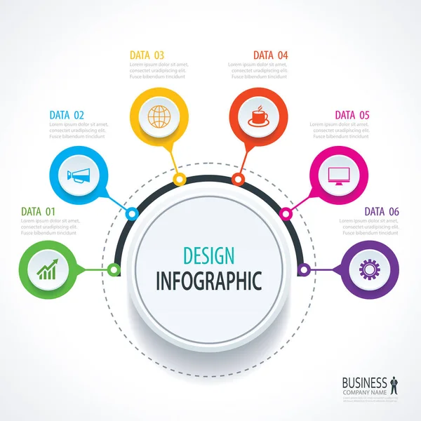 Abstracte cirkel infographics nummer opties sjabloon. Vector ziek — Stockvector