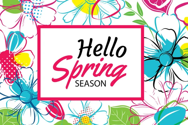 Spring season banner template background with colorful flower.Ca — Stock Vector