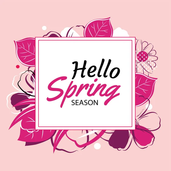 Ciao modello di banner primavera con fiori colorati.Può essere utilizzato vou — Vettoriale Stock