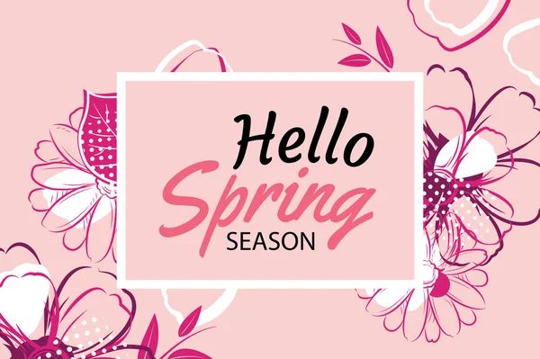 Renkli çiçekli bahar banner şablon Merhaba. Kullan onu olabilir — Stok Vektör