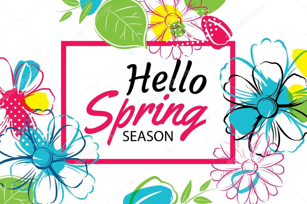 Spring season banner template background with colorful flower.Ca