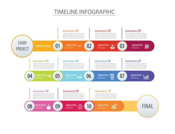 Infografía línea de tiempo plantilla concepto de negocio flechas. Vector puede — Archivo Imágenes Vectoriales