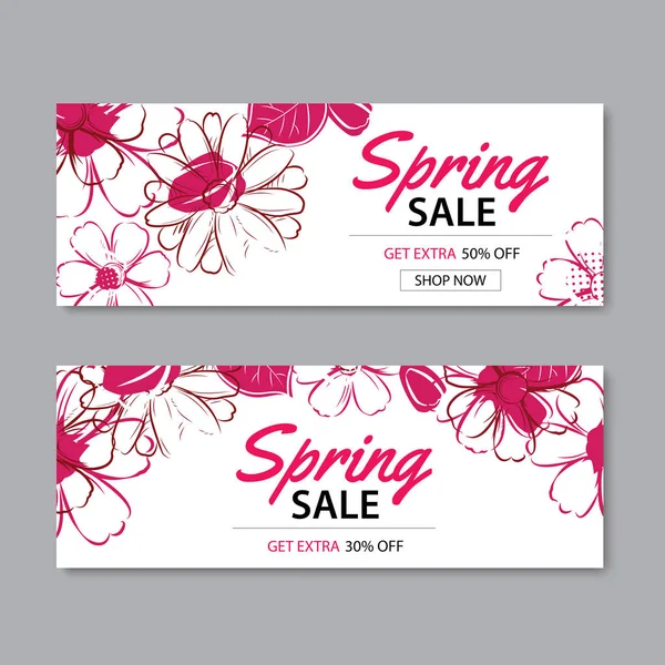 Spring sale banner template with flower background.Can be use vo — Stock Vector