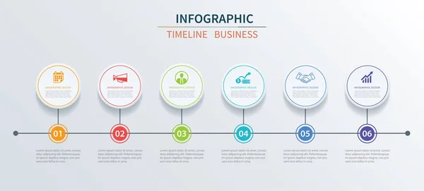Business infographics template 6 data with circle. Can be used f — Stock Vector
