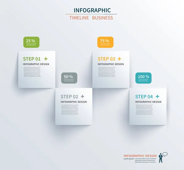 Business-Infografik-Vorlage 4 Schritte mit Quadrat. kann verwendet werden — Stockvektor