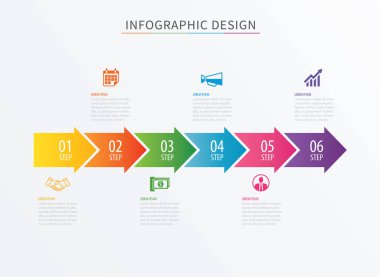 Infographics ok 6 numaralı adım şablonu. Vektör işlem grafiği 