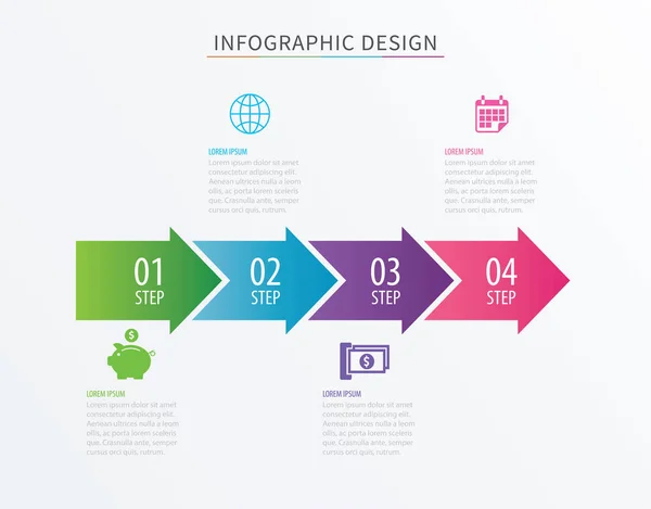 Infográficos seta número 4 modelo de passo. Gráfico do processo vetorial — Vetor de Stock