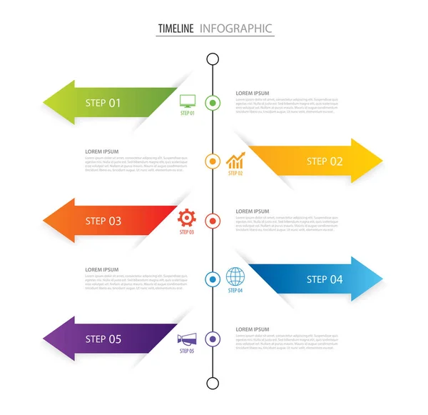 Modern 5 step infographic design template.Vector can be used for — Stock Vector