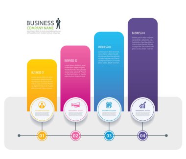 Infographic 4 sekmesini tasarım vektör ve pazarlama şablon iş.