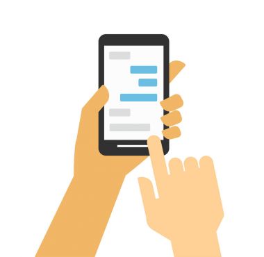 Akıllı telefon sohbet tutarak ve kavram arka plan fl mesajlaşma el