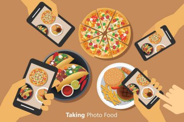 İnsanlar gıda ile smartphone fotoğrafını çekin