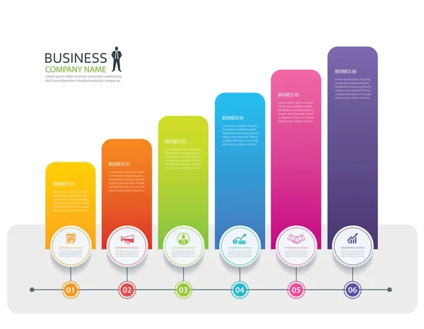 Infographic 6 tabblad Ontwerp vector en marketing sjabloon business. — Stockvector