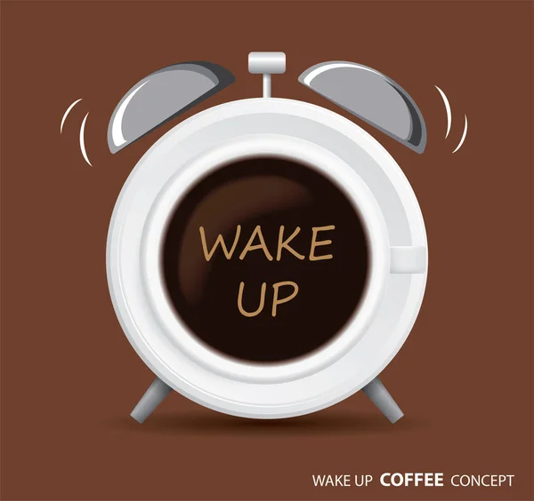 Budzenie na tle koncepcji kawy i budzik — Wektor stockowy