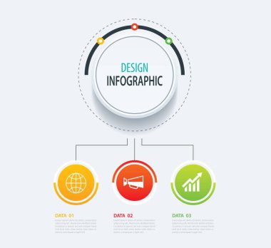 3 soyut daire Infographic numara iş seçenekleri şablon. 