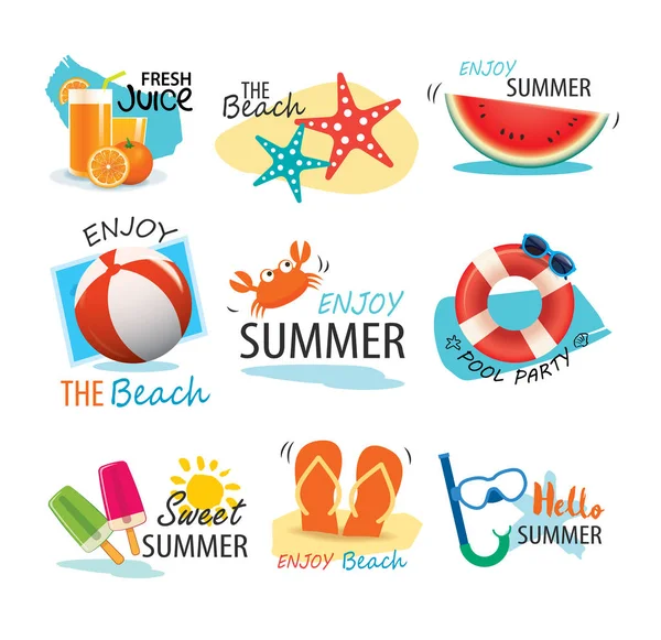 Summer label, banner, tag and elements background set. — Stock Vector