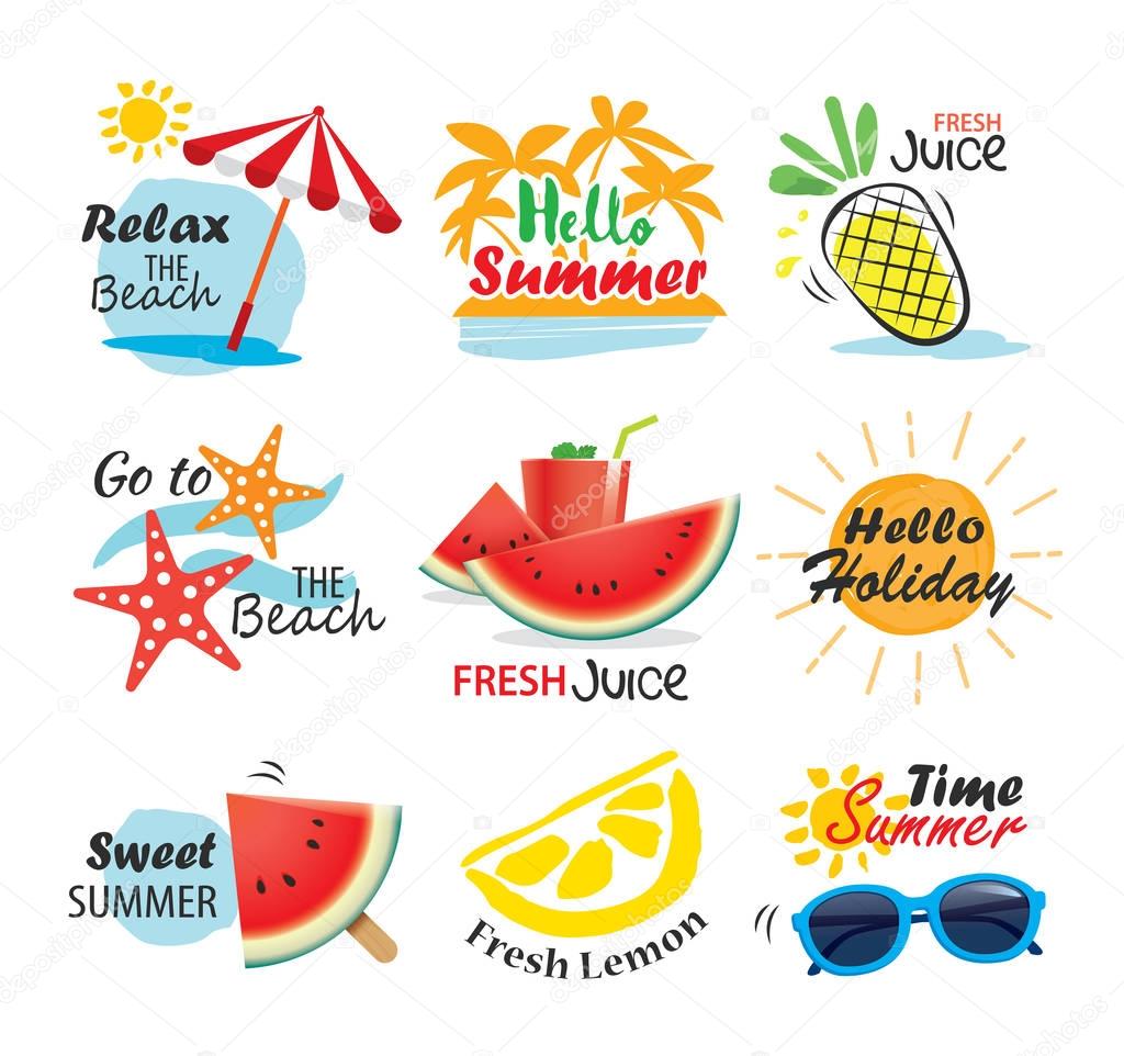 Summer label, banner, tag and elements background set. Vector