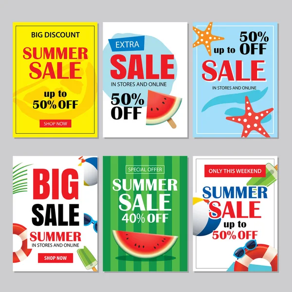 Verão venda e-mails e banners modelos móveis. Vector illustra —  Vetores de Stock