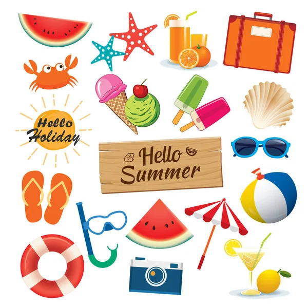 Sommer Sticker Icon Set flaches Design. kann für Banner verwendet werden, schlecht — Stockvektor