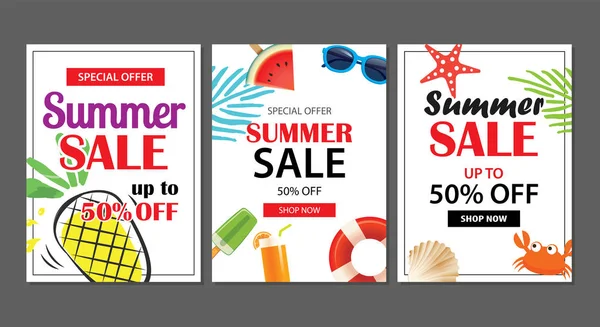 Sommar försäljning e-post bakgrund layout banners. Kan användas för, f — Stock vektor