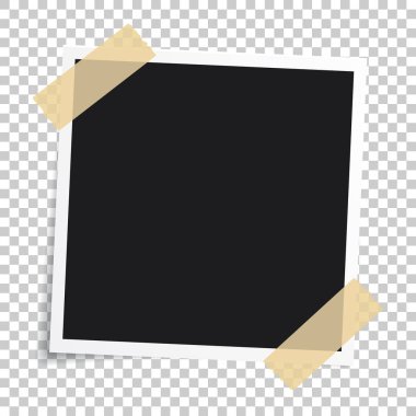 Vektör fotoğraf çerçevelemek. Gerçekçi kağıt anlık fotoğraf kümesi. Tem