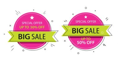 Şerit Satılık soyut rozet afiş vintage tarzı. Vektör illustr