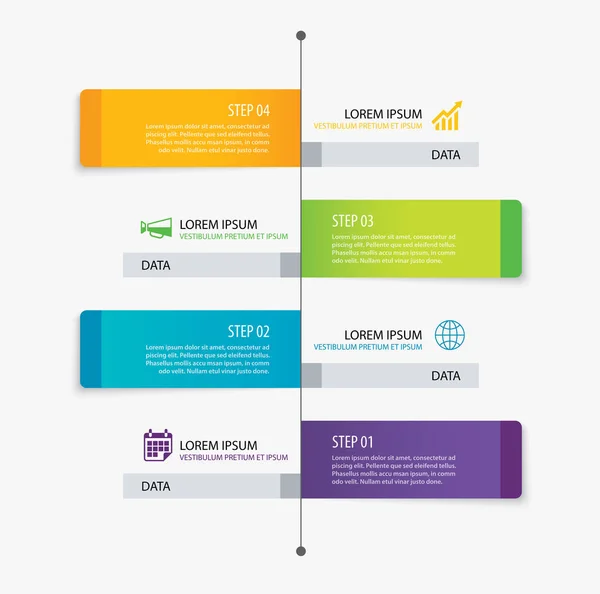 4 Rechteck-Registerkarte Zeitleiste Infografik-Optionen Vorlage mit Papier — Stockvektor