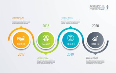 4 daire zaman çizelgesi Infographic şablon iş kavramı backgrou