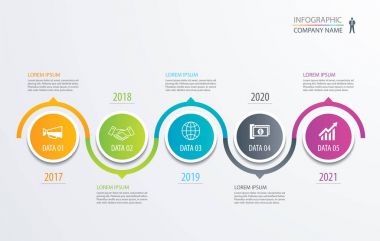 5 daire zaman çizelgesi Infographic şablon iş kavramı backgrou