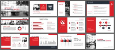 Red presentation templates and infographics elements background. clipart