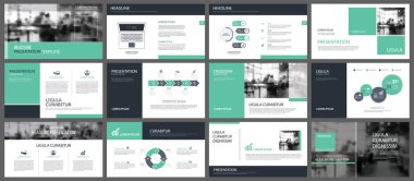 Yeşil sunu şablonları ve infographics öğeleri adam