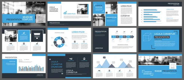Plantillas de presentación azul y elementos de infografía de fondo — Vector de stock