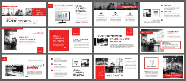 Elemento rojo y blanco para infografía de diapositivas sobre fondo . — Vector de stock