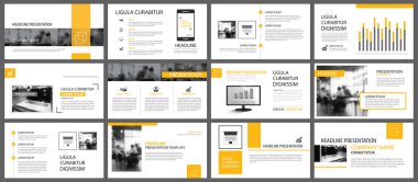 Slayt Infographic arka planda sarı ve beyaz öğesi. 