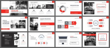 Kırmızı sunu şablonları ve infographics öğeleri arka plan.