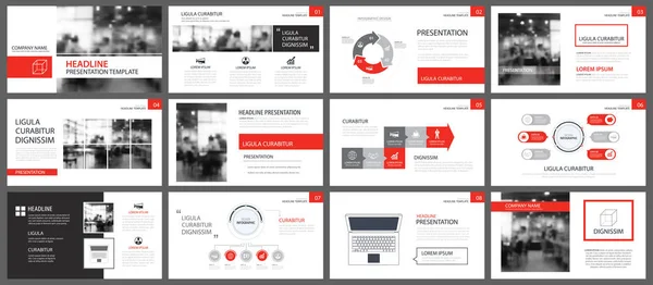 赤いプレゼンテーション テンプレートとインフォ グラフィック要素の背景. — ストックベクタ