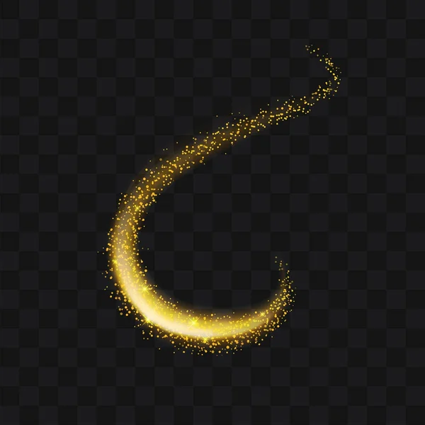 ゴールドラメ トレイル輝くスターダスト抽象的な粒子 — ストックベクタ