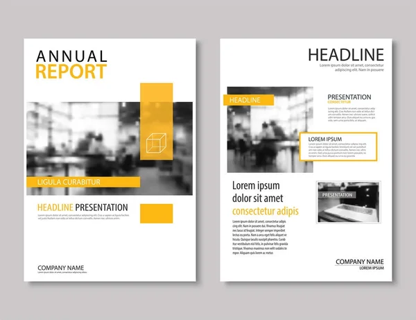 Modelo de folleto de informe anual amarillo Diseño de tamaño A4 . — Vector de stock