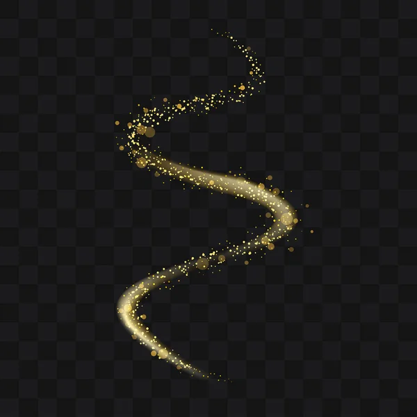 Gold glittering trail fonkelende stardust abstracte deeltjes — Stockvector