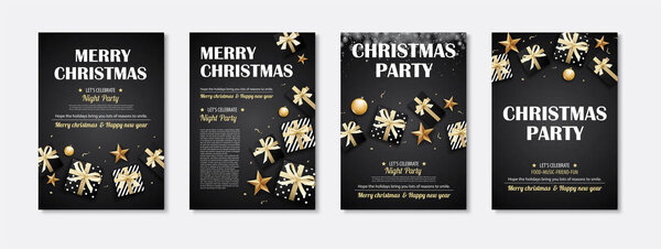 Merry christmas and party gift box invitation theme concept. Hap