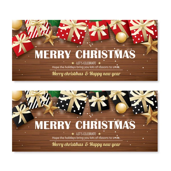 Cartão de saudação alegre Natal festa cartaz banner design — Vetor de Stock