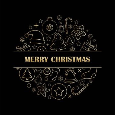 Neşeli Noel tebrik kartı ve siyah davetiyeye 