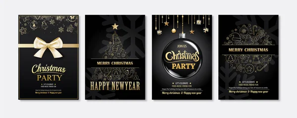 Joyeux Noël carte de vœux et invitations de fête sur bac noir — Image vectorielle