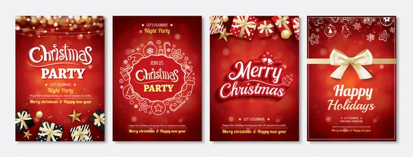 Frohe Weihnachten Glaskugel und Geschenkbox für Flyer-Broschüre — Stockvektor