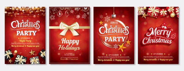 Frohe Weihnachten Glaskugel und Geschenkbox für Flyer-Broschüre — Stockvektor